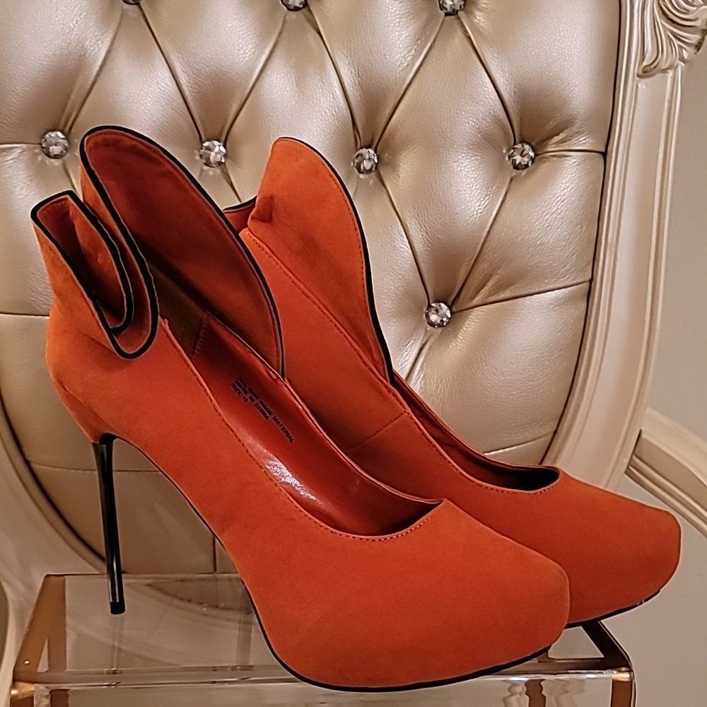 Bertinni Orange Suede Stilettos - Picture 5 of 16